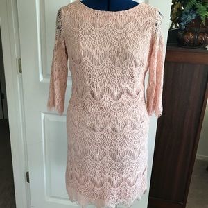 Ronnie Nicole 3/4 Sleeve Pink Lace Sheath Dress